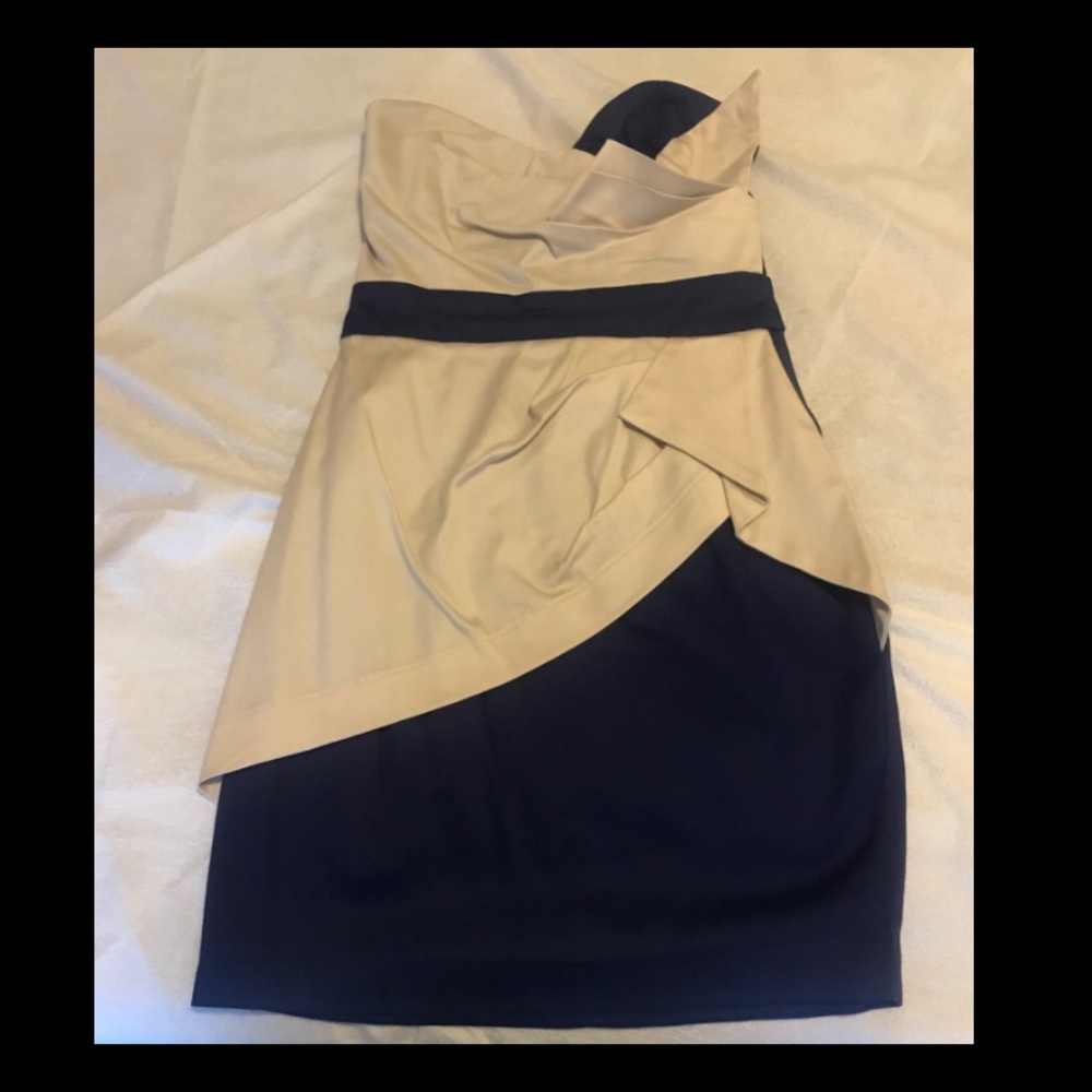 TFNC London Navy/Cream Contrast Sash Bandeau Dress